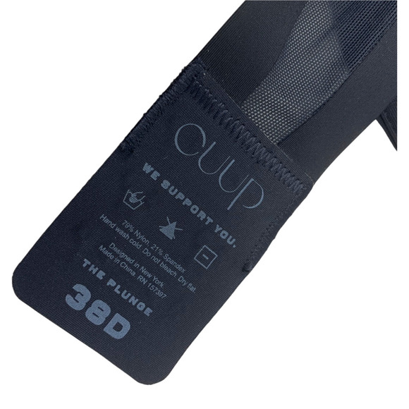 New Cuup The Plunge Black Sheer Mesh Bra Underwire Sz 38D 38 D NWOT - Picture 4 of 5